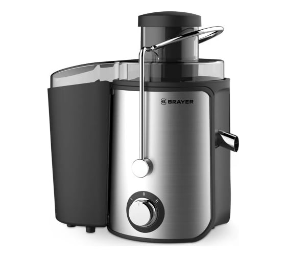 Центробежная соковыжималка BRAYER 1711BR 800 Вт, реверс, диаметр 65 мм, резервуар для сока 0,5 л, резервуар для мякоти 1,4 л BR1711