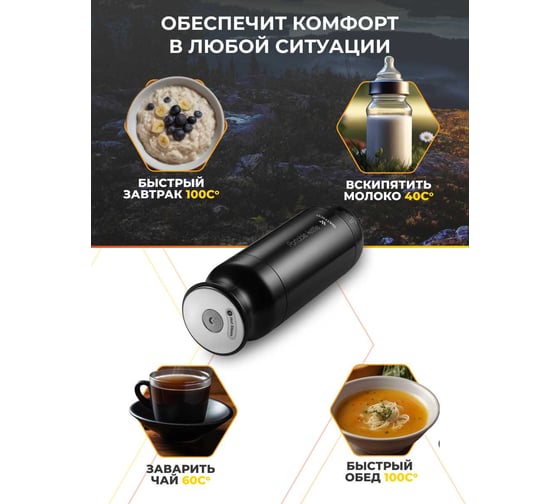 Маленький чайник термос WATTICO 220В 0.5 л Kettle черный 00-00000097