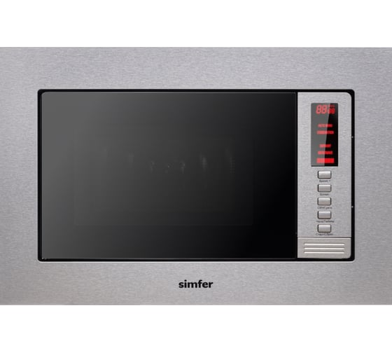 Встраиваемая микроволновая печь Simfer 20 литров, 1080 вт, гриль, 6 режимов, нержавеющая сталь MD2210