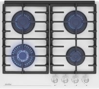 Газовая варочная поверхность SImfer газ-контроль, wok конфорка, чугунные решетки, белое стекло H60H41С570
