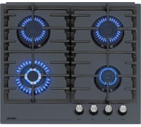 Газовая варочная поверхность SImfer газ-контроль, wok конфорка, чугунные решетки, серое стекло H60H41G570