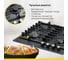 Газовая варочная поверхность SImfer газ-контроль, wok конфорка, чугунные решетки, серое стекло H60H41G570 7