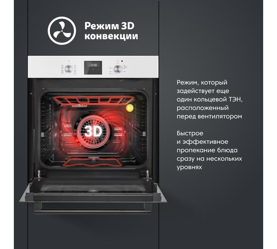 Электрический духовой шкаф SImfer 9 режимов работы, конвекция, гриль, таймер, белая B6EW59070