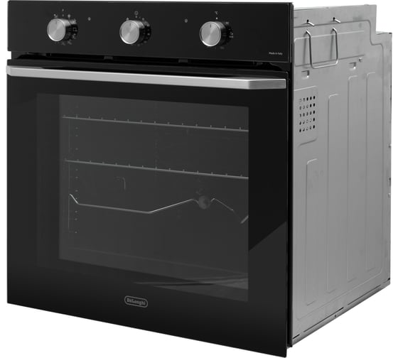 Многофункциональный электрический духовой шкаф nsm 7 nl rf rus, 60 см, черный, конвекция, телескопические направляющие, паровая система очистки, 3 стекла дверцы DeLonghi К000000000137