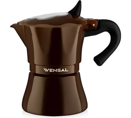 Гейзерная кофеварка VENSAL 3204VS 3 чашки, материал алюминий, не подходит для индукции, кофейный VS3204