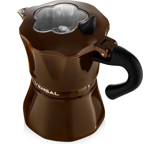 Гейзерная кофеварка VENSAL 3205VS 6 чашек, материал алюминий, не подходит для индукции, кофейный VS3205