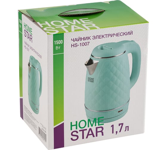 Чайник Homestar hs-1007 1.7 л, зеленый, двойной корпус 107007