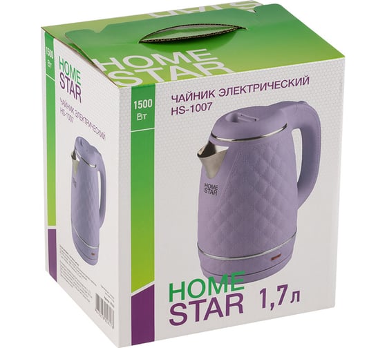 Чайник Homestar hs-1007 1.7 л, лиловый, двойной корпус 107006