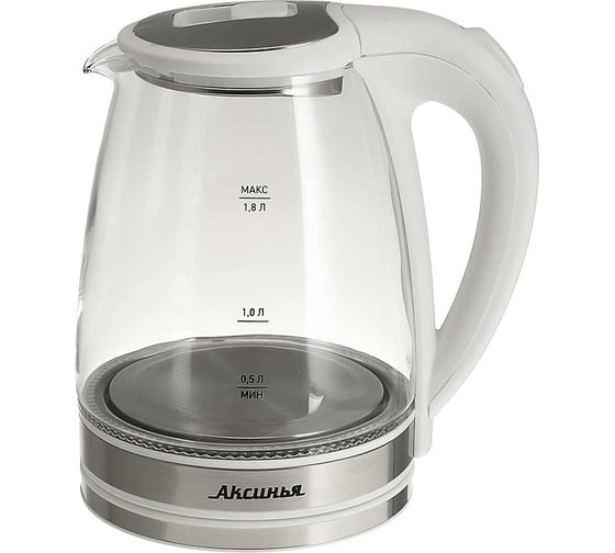 Чайник Аксинья КС-1021 корпус из жаропрочного стекла, 1,8 л, 1500 Вт, белый Р1-00016677