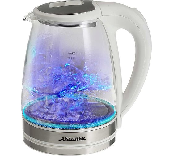 Чайник Аксинья КС-1021 корпус из жаропрочного стекла, 1,8 л, 1500 Вт, белый Р1-00016677