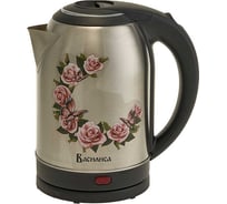 Электрический чайник ВАСИЛИСА ВА-1037 нержавеющая сталь, 2 л, 1500 Вт, черный Р1-00017804