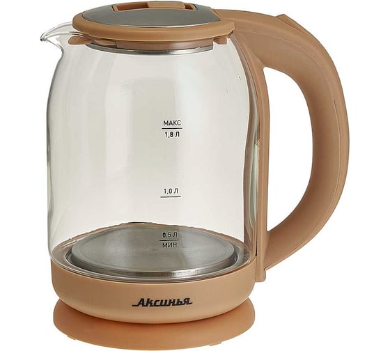 Чайник Аксинья КС-1018 корпус из жаропрочного стекла, 1,8 л, 1500 Вт, бежевый Р1-00016674 1