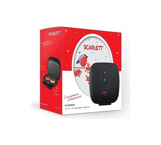 Электрический гриль Scarlett 1000 Вт, панели 26x16 см, поддон для сбора сока SC-EG350M08