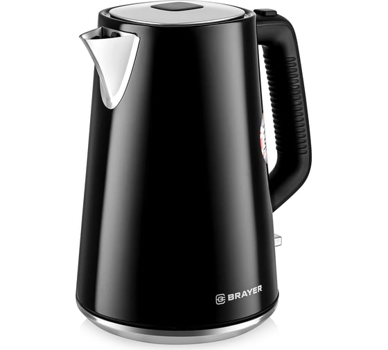 Электрический чайник BRAYER 1073BR STRIX, 2200 Вт, 1,7 л, стальной корпус, автоотключение при закипании BR1073