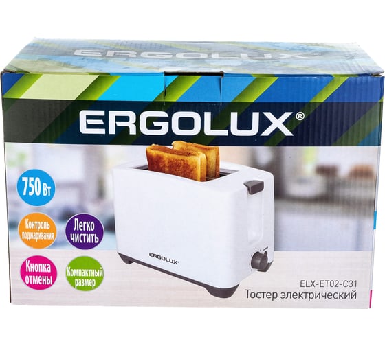 Электрический тостер ERGOLUX ELX-ET02-C31 бело-серый 13971