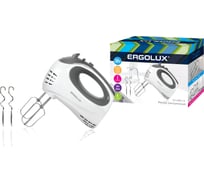 Ручной миксер ERGOLUX ELX-EM02-C31 бело-серый, 320 Вт, 220-240В 13443