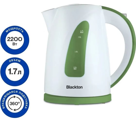 Чайник Blackton bt kt1706p белый-зеленый 86197349