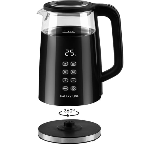 Электрический чайник Galaxy LINE GL 0342 2200 Вт, 220-240 В, 50 Гц, 1,7 л, регулировка температуры от 40 до 100 с, 4 режима кипячения, led-дисплей 7010103420