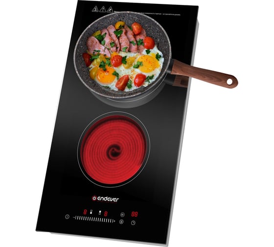 Электрическая стеклокерамическая варочная панель Endever Skyline DP-62 3000 Вт, черный, 2 конфорки 90441