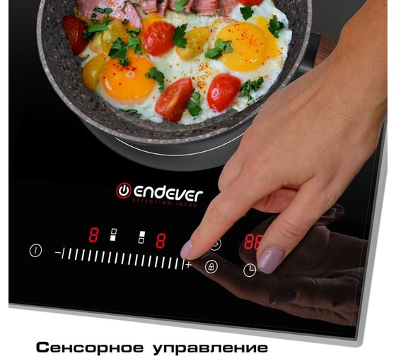 Электрическая стеклокерамическая варочная панель Endever Skyline DP-62 3000 Вт, черный, 2 конфорки 90441