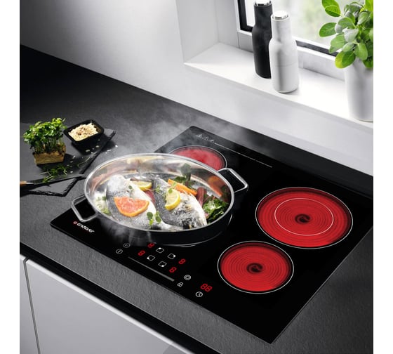 Электрическая стеклокерамическая варочная панель Endever Skyline DP-64 6600 Вт, черный, 4 конфорки 90442