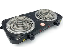 Электрическая плита BlackWeld спиральная, с 2 конфорками, черная 150007