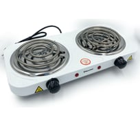 Электрическая плита BlackWeld спиральная, с 2 конфорками, белая 150005