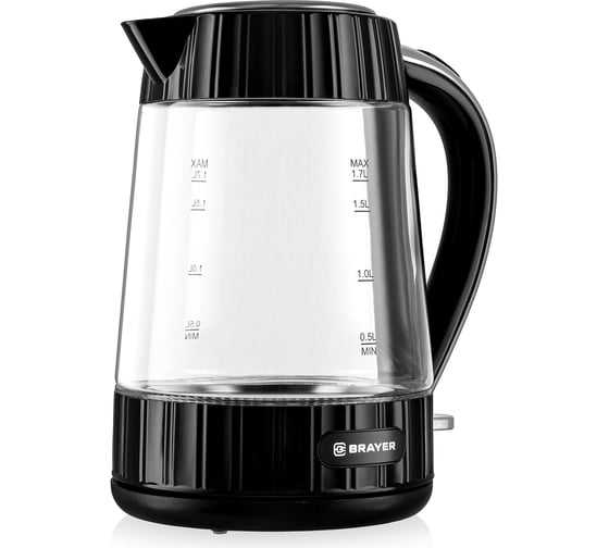Электрический чайник BRAYER 1075BR 2200 Вт, 1.7 л, стеклянный корпус, VNQ by STRIX, автоотключение BR1075