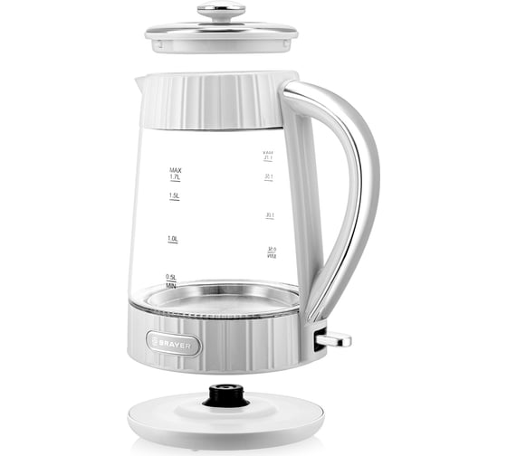 Электрический чайник BRAYER 1076BR 2200 Вт, 1.7 л, стеклянный корпус, VNQ by STRIX, автоотключение BR1076