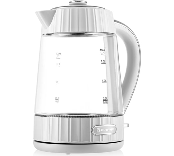 Электрический чайник BRAYER 1076BR 2200 Вт, 1.7 л, стеклянный корпус, VNQ by STRIX, автоотключение BR1076
