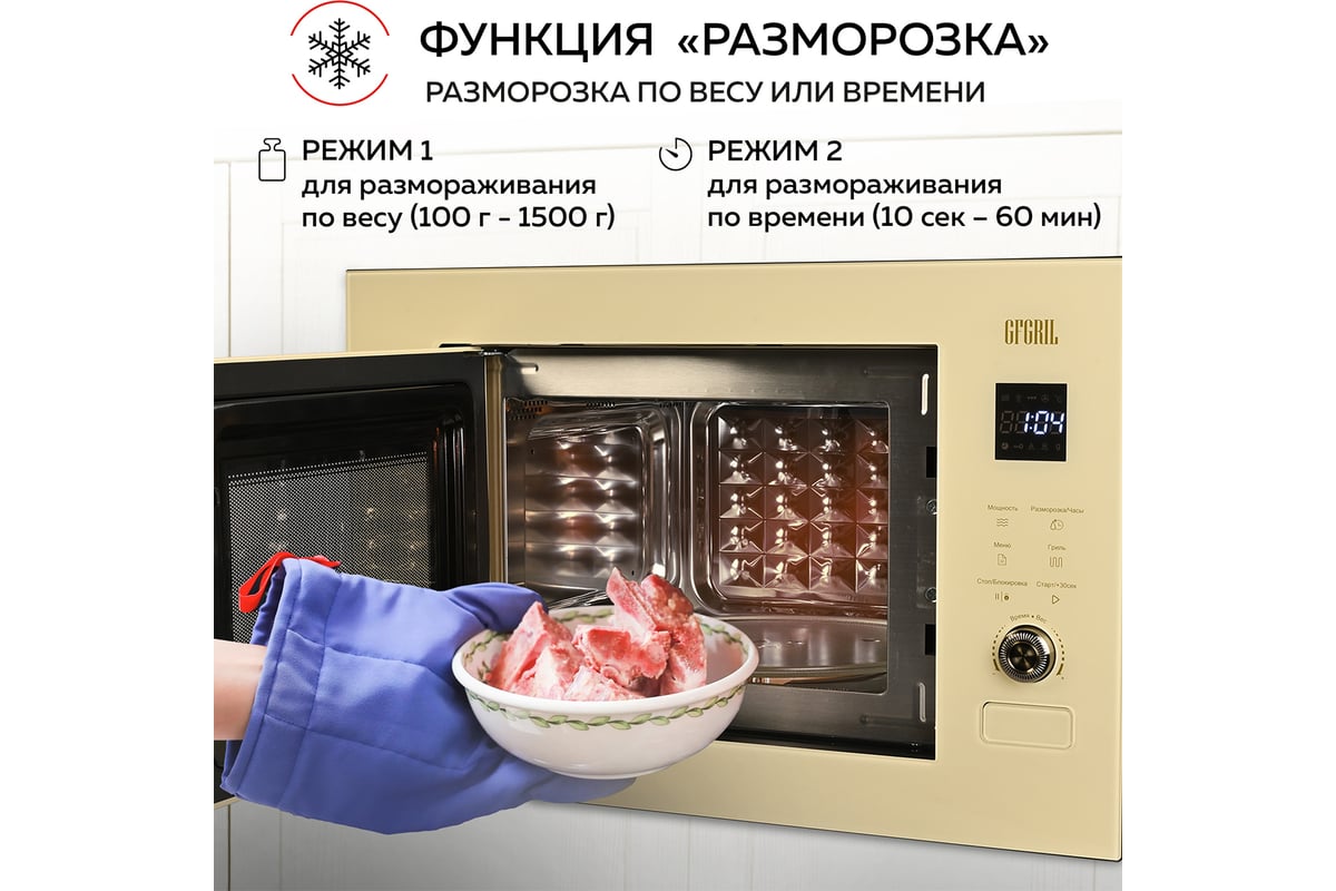 Микроволновая печь встраиваемая GFGRIL 21 л GF-MWO2150BI - выгодная цена,  отзывы, характеристики, фото - купить в Москве и РФ