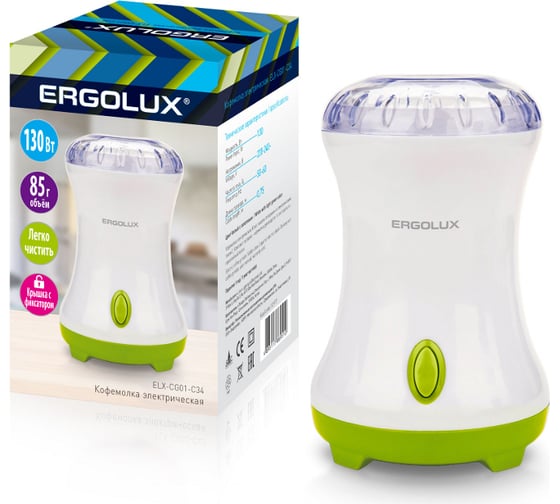 Электрическая кофемолка ERGOLUX ELX-CG01-C34 бело-салатовая 13977 1
