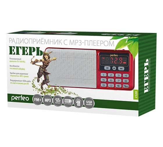 Цифровой радиоприемник Perfeo ЕГЕРЬ FM MP3 красный 30008714