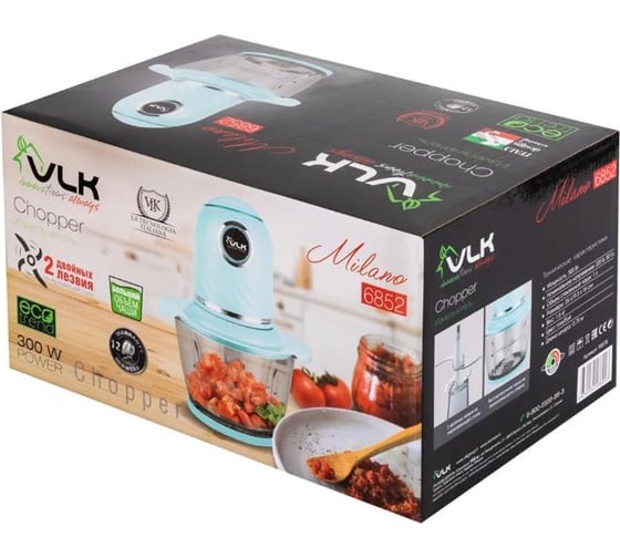 Измельчитель пищевых продуктов электрический VLK P Milano-6852, голубой, 300 Вт, объем 1 л 90078