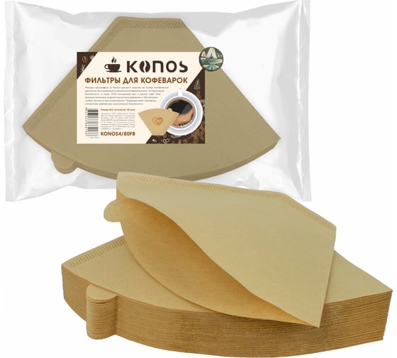 Фильтры для кофеварки капельного типа KONOS бумажные, 80 шт, бренд KONOS4/80FB 1
