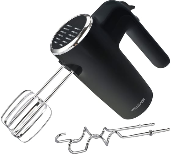 Миксер Willmark WHM-7003 500Вт, 6 скоростей, насадки для взбивания/для теста, чёрный 2000721