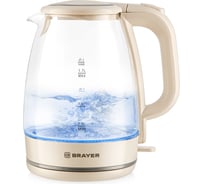 Чайник электрический BRAYER 1067BR 2200 Вт, 1,7 л, стеклянный корпус, автоотключение при закипании, подсветка BR1067