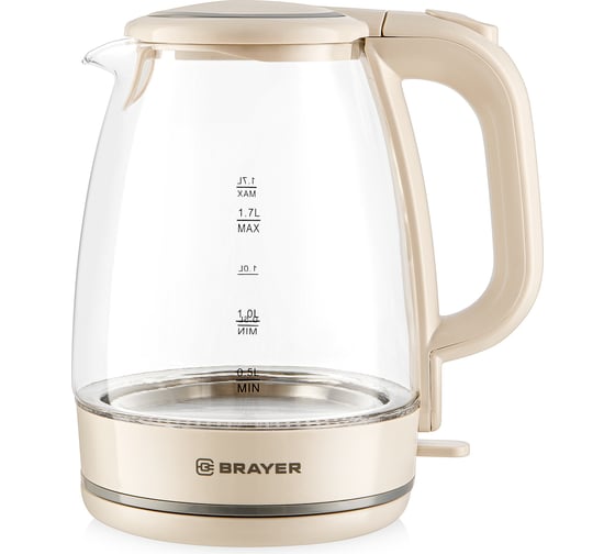 Чайник электрический BRAYER 1067BR 2200 Вт, 1,7 л, стеклянный корпус, автоотключение при закипании, подсветка BR1067