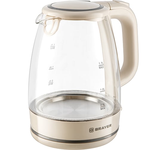 Чайник электрический BRAYER 1067BR 2200 Вт, 1,7 л, стеклянный корпус, автоотключение при закипании, подсветка BR1067