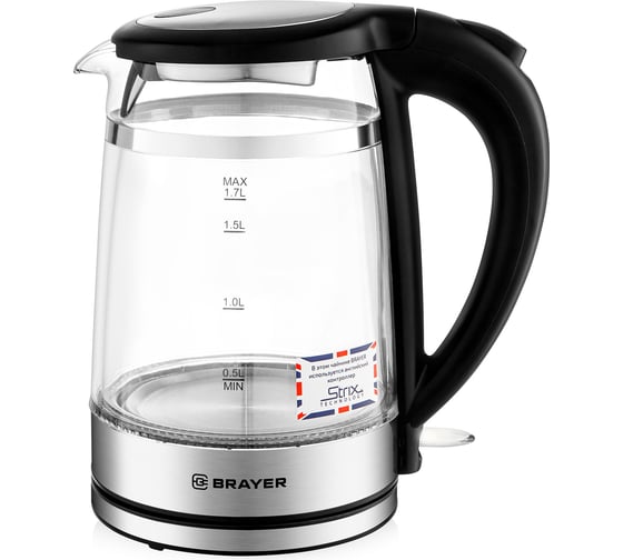 Чайник электрический BRAYER 1062BR 2200 Вт, 1,7 л, STRIX, Cool Touch, автоотключение при закипании BR1062
