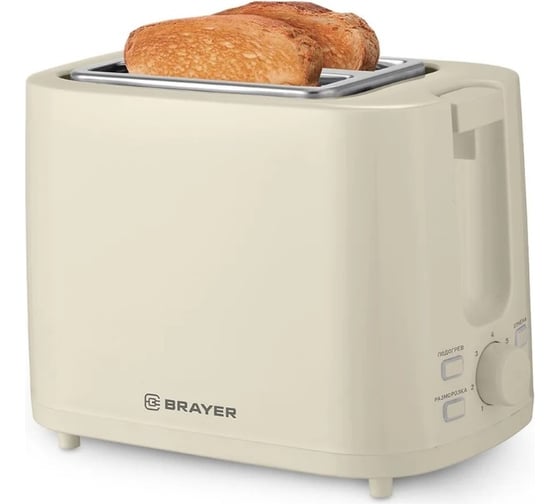Тостер BRAYER 2106BR 930 Вт, 7 режимов, автодогрев, разморозка, отмена, автоотключение, 2 тоста одновременно BR2106