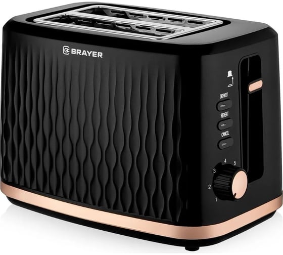 Тостер BRAYER 2105BR 870 Вт, 7 режимов, автодогрев, разморозка, отмена, автоотключение, 2 тоста одновременно BR2105