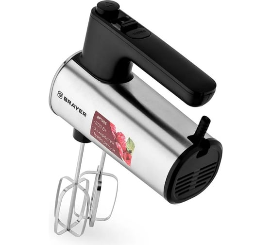Миксер BRAYER 1306BR 800 Вт, 5 скоростных режимов, турбо, венчики, насадка для взбивания BR1306