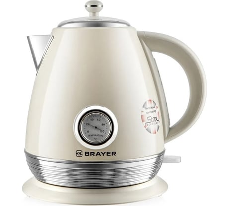 Чайник электрический BRAYER 1070BR 2200 Вт, 1,7 л, Strix, автоотключение, нержавеющая сталь, встроенный термометр BR1070