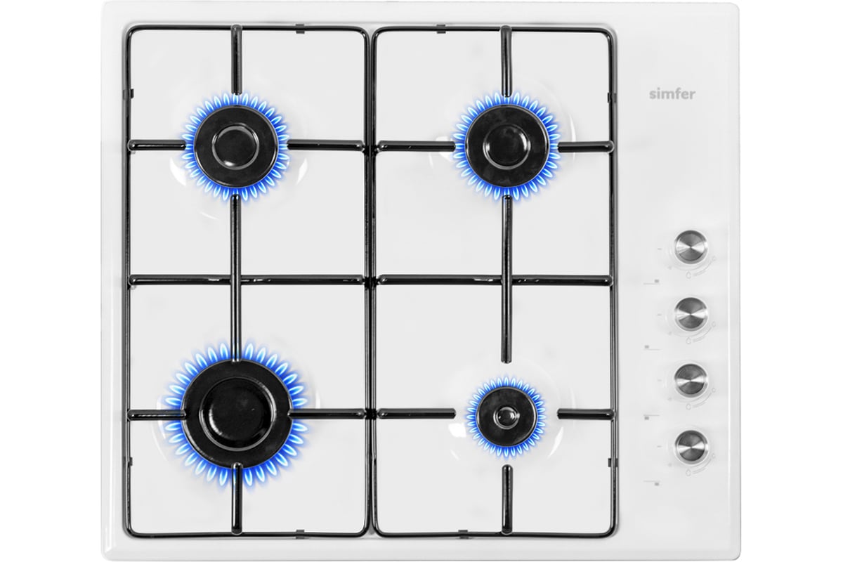 Газовая варочная панель SImfer с автоподжигом, белая H60Q40W411 ...