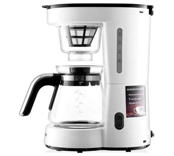Кофеварка BRAYER 1123BR-YE 700 Вт,0,75 л, нейлон.съем.фильтр, шкала, автоотключ, противокап.система BR1123YE