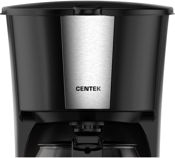 Кофеварка Centek черный/сталь, капельная, 600 Вт, 600 мл, капля стоп, подогрев, съемный фильтр CT-1148