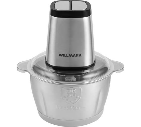 Измельчитель Willmark WMC-7290SS 550 Вт, чаша 2 л из нержавеющей стали, 2 скорости, нескользящее основание 2001449