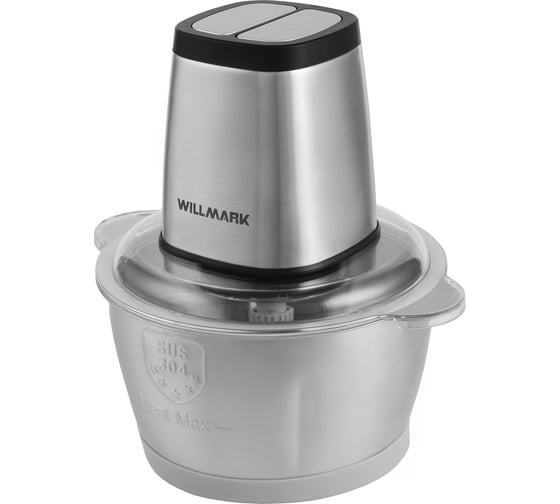 Измельчитель Willmark WMC-7290SS 550 Вт, чаша 2 л из нержавеющей стали, 2 скорости, нескользящее основание 2001449