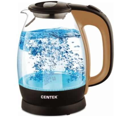 Стеклянный чайник Centek бежевый+кофе, 1.7 л CT-0056